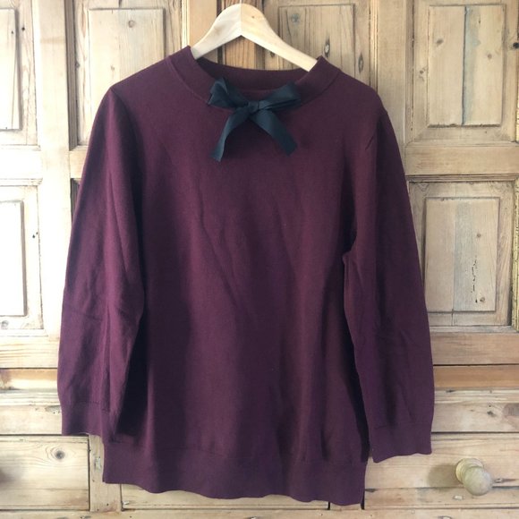 J. Crew Sweaters - Bow Front J. Crew Large Wine Colored Sweater
